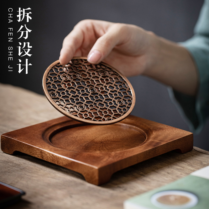 Creative walnut tea pot pad household pot bearing cup mat mat tea kung fu tea accessories zero with a teapot
