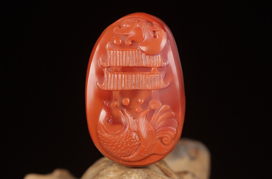 20克 南红玛瑙鲤跃龙门挂件 雕工精湛 寓意美好