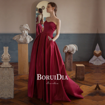 Boruidia Red Luan bride toast 2021 new dress engagement niche high fixed end banquet dress