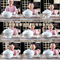 Bone porcelain with cover round ceramic soup pot Pine pot Phnom Penh soup pot creative big number household large bowl soup bowl Custom logo