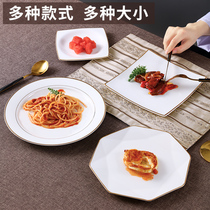 Phnom-edged bone china plate flat plate Hotel plate 10 inch steak plate bone plate cold plate Western plate ceramic plate