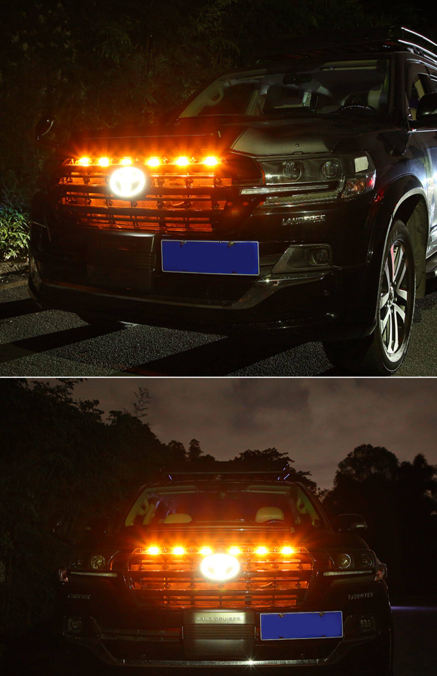 汽车中网灯小黄灯越野车皮卡suv轿车前脸格栅改装通用款led日行灯