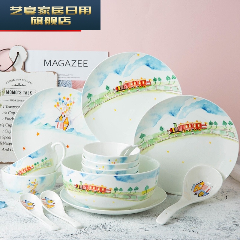 Dishes suit household creative restaurant tableware suit nice cartoon Dishes of jingdezhen ceramic dish bowl