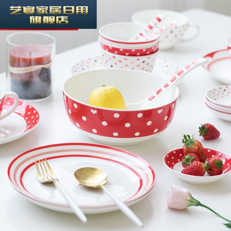 Korean dishes suit dishes household jingdezhen ceramics creative use 2 wedding gifts tableware suit