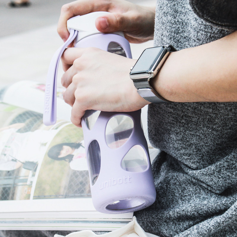 unibott 优道 无铅耐热玻璃杯 水杯 带硅胶套 双重优惠折后￥19包邮 430~550ml 多色可选