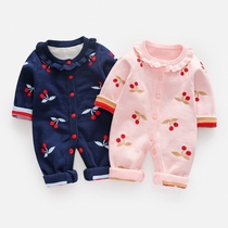 Womens baby sweater Autumn coat Autumn and winter baby jumpsuit suit Baby cardigan Spring and autumn sweater clothes