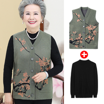 Middle-aged and elderly autumn thin vest female elderly mother vest base shirt Grandma and wife spring and autumn wear horse clip