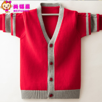 2021 autumn new boys  cardigan Western style big childrens cotton sweater boy jacket childrens velvet top tide