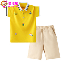 Boys  autumn long-sleeved polo shirt t-shirt Childrens middle and large childrens cotton lapel baby western style Korean trousers suit