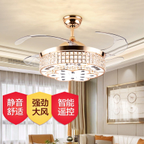 Crystal invisible fan lamp modern simple electric fan chandelier mute fan lamp light luxury style restaurant ceiling fan lamp