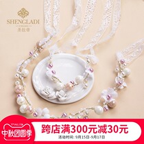 Childrens headdress baby pink wreath Bracelet girl hair accessories hair band Korean style female flower children floral headdress jewelry