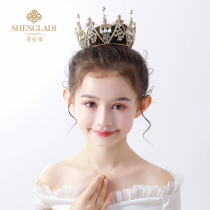 Crown headdress princess girl Crown Crystal childrens birthday party little girl round crown host catwalk hair accessories