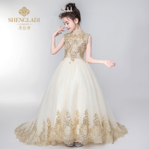 Childrens trailing dress flower girl wedding dress little girl princess dress foreign super fairy catwalk girl host evening dress