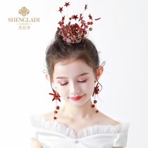Children Crown Headwear Girl Garland floral headdress Ornaments Red Flower Princess Birthday Performance Christmas Hair Accessories