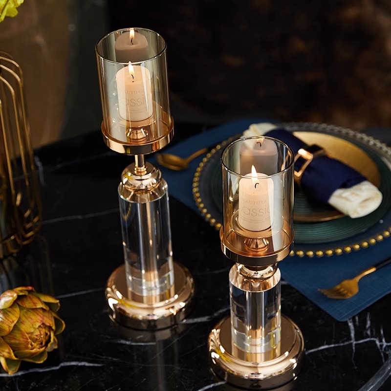 Light Luxury Crystal Candlestick Decoration Romantic Atmosphere Candlelight Dinner Props High-End Dining Table Decoration