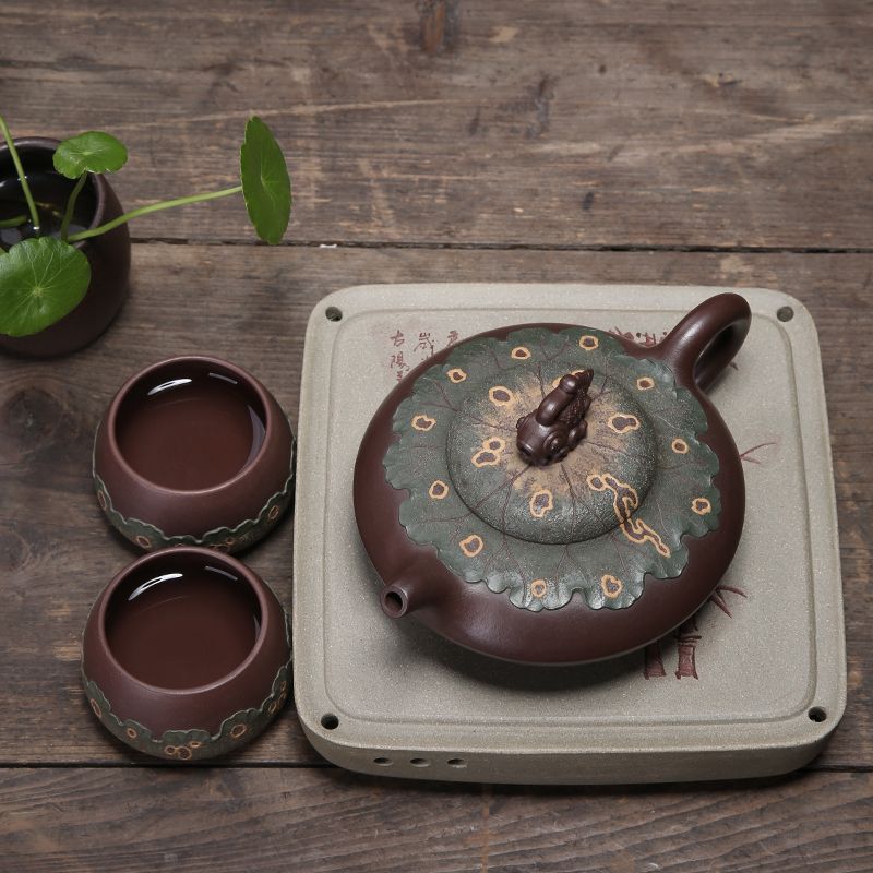 Yixing it undressed ore formed purple mud manual kung fu tea teapot teacup household gifts sets