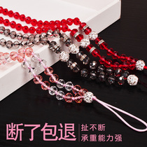 Mobile phone case chain hand-woven crystal lanyard neck pendant long chain diamond shiny chest necklace bracelet for apple xs Huawei oppo lanyard female key badge xs mobile phone belt
