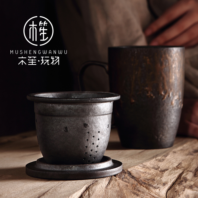 Japanese ceramic mugs creative household art glass tea cup restoring ancient ways is simple separation of tea cup)