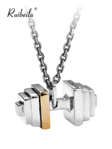 ruibeila personality dumbbell pendant necklace mens 925 silver hip hop trend accessories accessories 2021 new cool