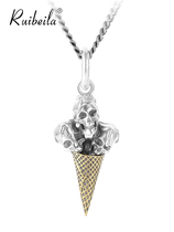 Ruibeila creative vintage ice cream skull pendant necklace mens 925 silver hip hop punk niche jewelry