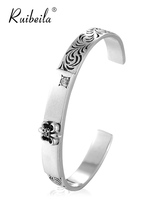 Clear goods vintage cross flower zircon open bracelet mens middle glossy simple bracelet cool tide size adjustable