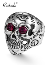 Clear goods domineering skull ring men thai silver topaz hip hop punk 925 silver English ring tide men