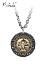Ruibeila Helios pendant round card necklace mens and womens 925 silver retro old fashion hip hop accessories new fashion