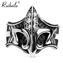 ruibeila925 silver vintage cross gemstone open ring European and American geometric pattern old couple ring tide