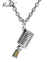 ruibeila Original Microphone Pendant Necklace Men 925 Silver Retro Personality Hip Hop Tide Men Necklace Fashion
