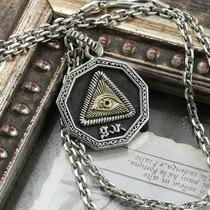 ruibeila necklace male tide eye of God tag 925 silver vintage pendant National tide shake sound