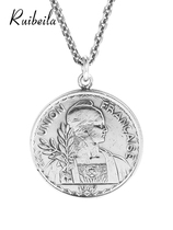 Clearing France Union 1PIASTRE replica coin pendant men 35mm large necklace tide