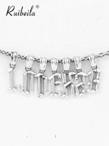 ruibeila26 English Letter Pendant Necklace Men Women 925 Silver European and American Hip Hop Necklace choker Tide