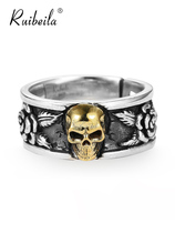 ruibeila (secret) rose skull opening couple ring 925 silver punk tide man ring female hip hop cool