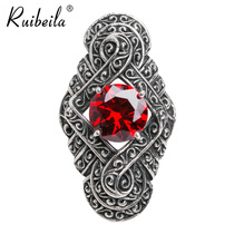 ruibeila (Clearance) 925 silver retro personality ring gem ring Europe and America Thai silver men and women ring