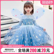 Girls spring and autumn 2021 new Aisha princess dress childrens long-sleeved Aisha skirt frozen dress summer