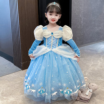 Princess Aisha's skirt autumn winter with velvet ice croissant skirt birthday love little girl Cinderella Aisha dress
