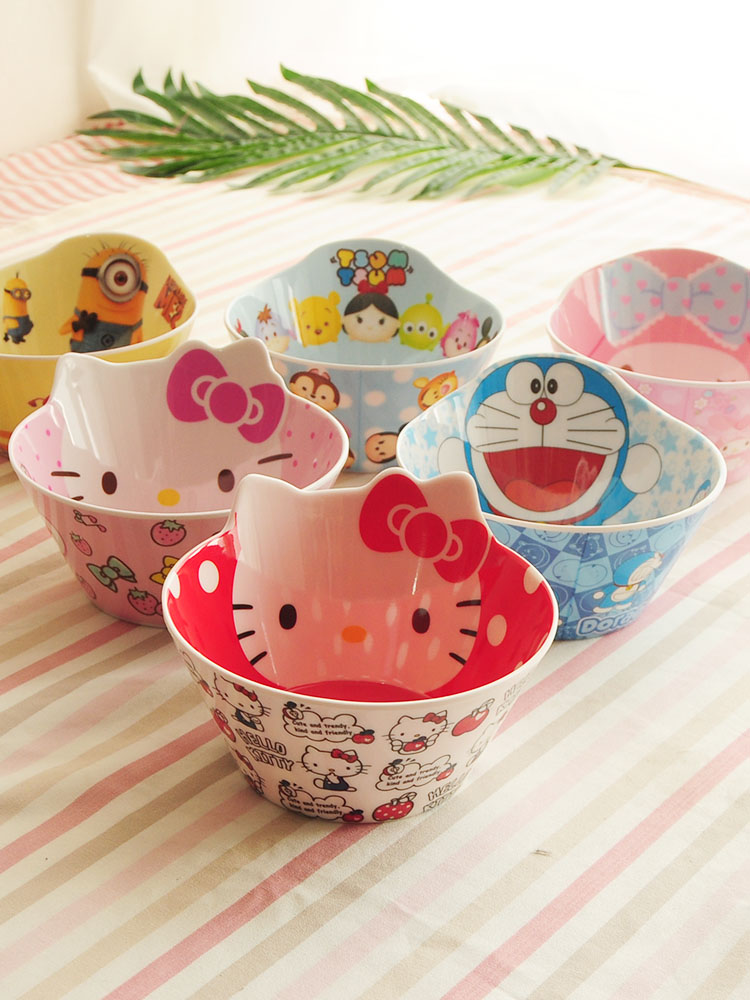 Bo view cartoon imitation porcelain rice bowls bowl green baby bowl head form melamine melamine tableware children can drop