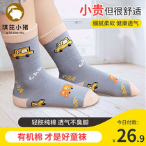 Qi Pyrene Small Pig Boy Children Socks Autumn Winter Pure Cotton All-cotton Soft 2 Boy 5 Mid-Boy 10 Middle Cylinder Cotton Socks