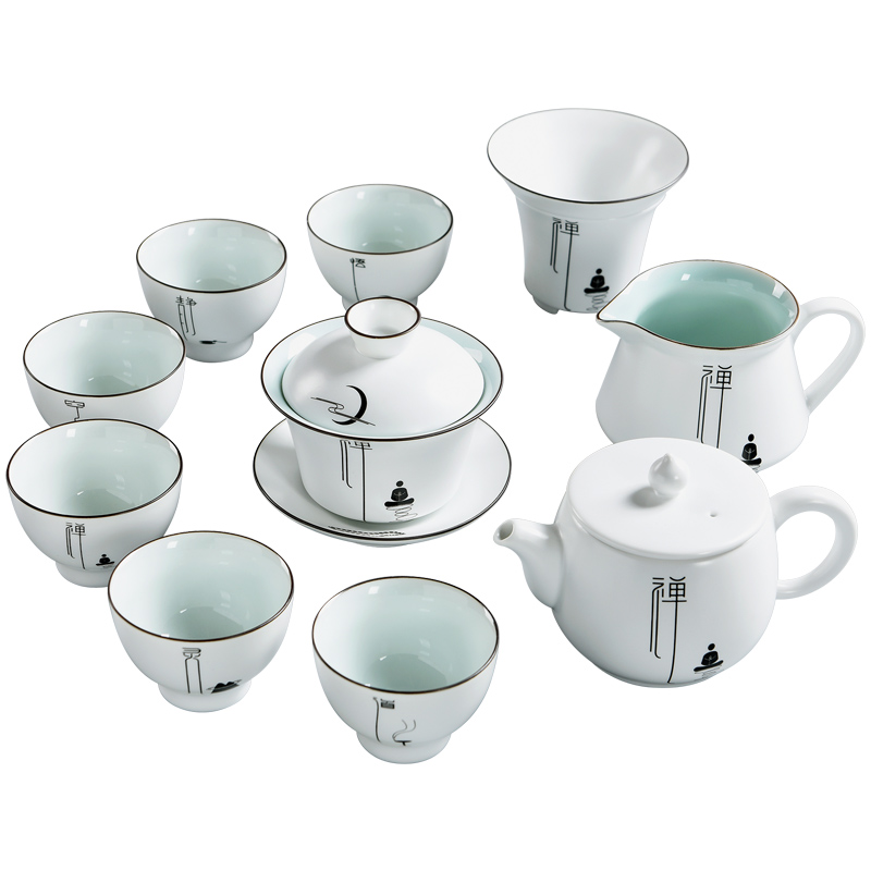 Having kung fu tea sets of inferior smooth glaze teapot tea up porcelain tureen gift set of household