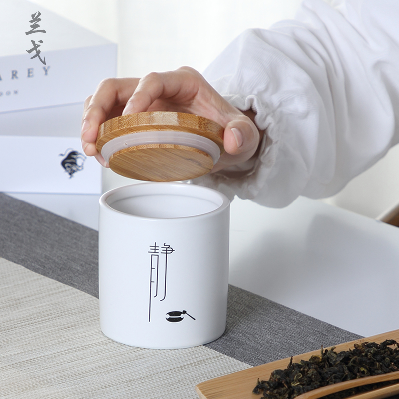 LanGeDing up porcelain tea pot tea accessories household storage warehouse sealed ceramic tea pot pu 'er tea boxes