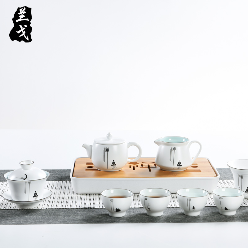 Having kung fu tea sets of inferior smooth glaze teapot tea up porcelain tureen gift set of household