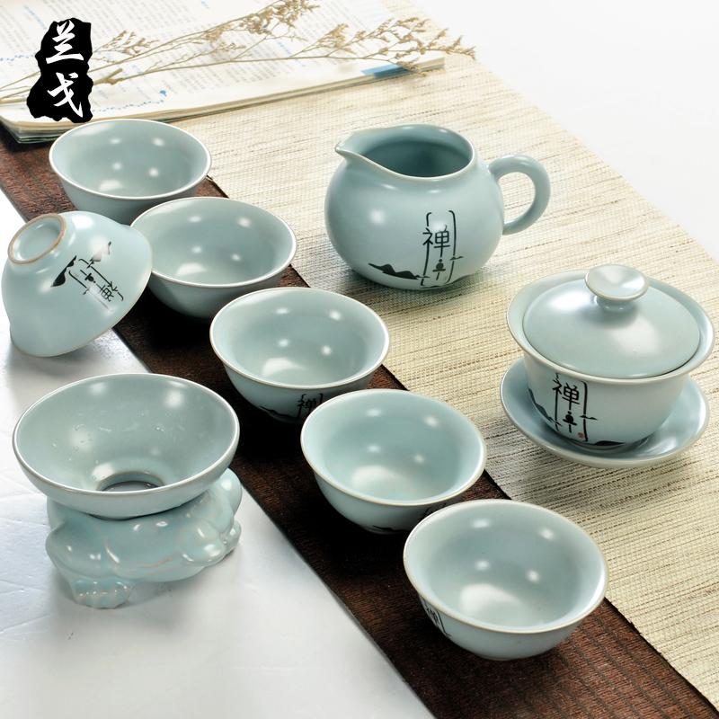 Having your up of a complete set of tea set suits for your porcelain open piece of kung fu tea tureen ceramic teapot tea cups