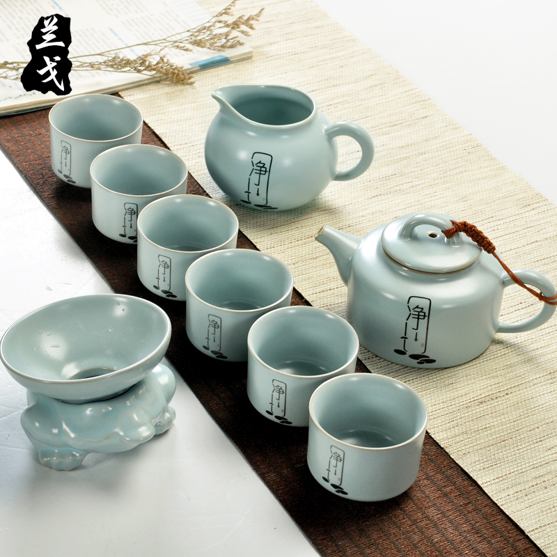 Having your up of a complete set of tea set suits for your porcelain open piece of kung fu tea tureen ceramic teapot tea cups