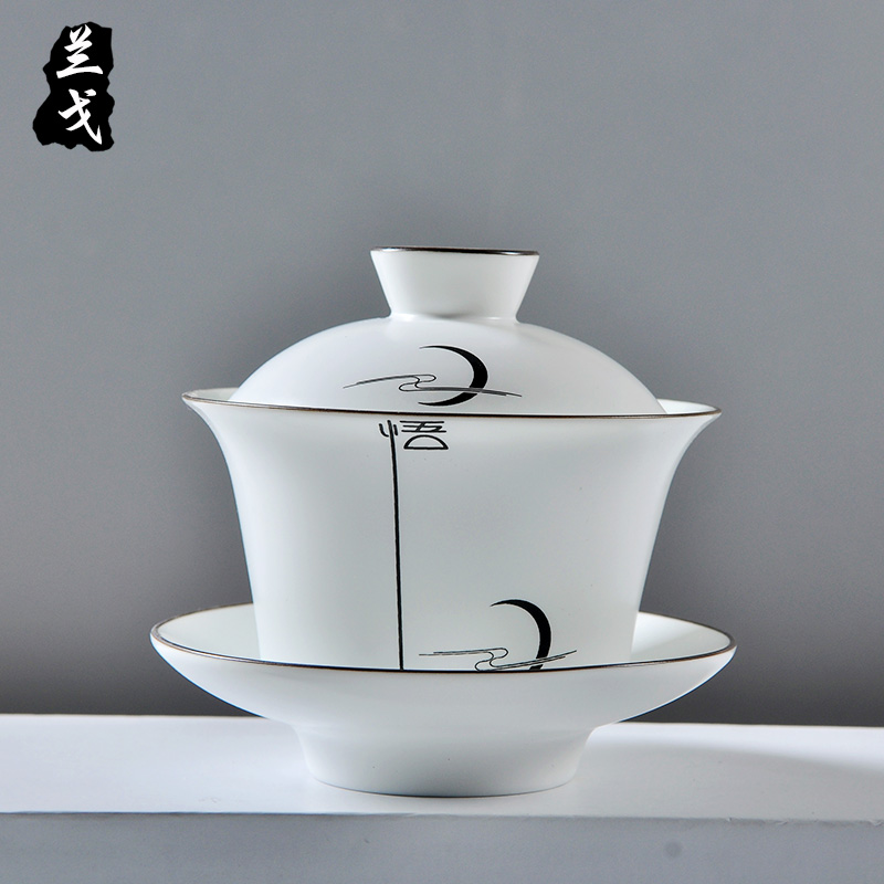 Having white porcelain tureen kung fu tea set suits for large ceramic bowl three home worship the bowl to bowl tea cup