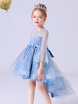 Girl dress Princess dress girl puffy gauze flower girl wedding host piano performance birthday evening dress