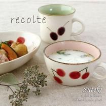 Spot Japanese zakka hand painted cherry mug water cup tea cup rice bowl plate porcelain tableware gift nostalgia