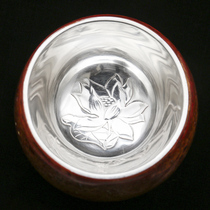 Jia Zhan kiln Li Jia large lacquer tea cup Master Cup Single Cup kung fu tea cup pure handmade 999 sterling silver liner