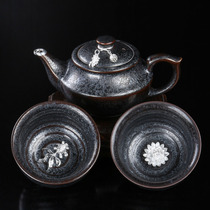 Jiazuan Kiln Li Jiazuan Tianmu Porcelain Jianzhuan set Full set Kung Fu tea set Gift set Portable tea set