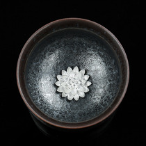 Kengyao kilns Li A stack Tianmu Porcelain Jianzun Tea Cup Seven Colorful Pure Silver Decoration Cup Masters Cup Silver Spot Song Rhyme Tea Cup
