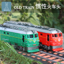  Childrens train toy boy green leather retro small locomotive model Harmony high-speed rail old-fashioned inertial car